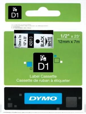 DYMO 45013 - DYMO LABELMANAGER D1 TAPE - SELF-ADHESIVE LABEL - BLACK ON W