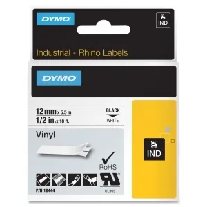 DYMO 18444 - DYMO RHINO 12IN X 18FT, WHITE VINYL LABELS