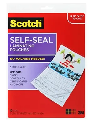 3M LS854-10G - Self-Sealing Laminating Pouches for Letter Size Documents