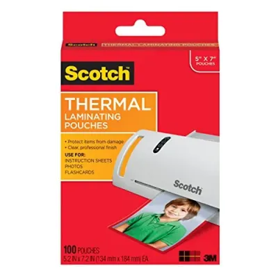 3M TP5903-100 - Thermal Laminating Pouches 5x7 Inches, 100 Pack