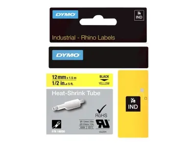 DYMO 18056 - DYMO RHINO 12IN X 5FT, YELLOW HEAT SHRINK TUBES