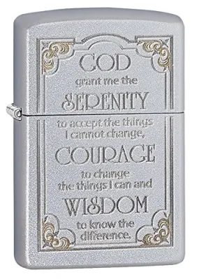 Zippo 28458 - Authentic Zippo Serenity Prayer Satin Chrome Lighter