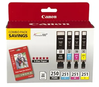 CANON 6497B004 - Canon PGI-250CLI-251 Ink CartridgePaper Kit - Inkjet - Pigme