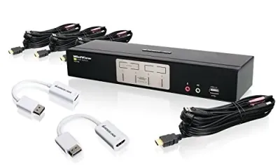 IOGear GCS1794DPKIT - 4-Port HDMI KVMP Switch with DisplayPort Adapters