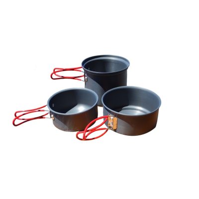 Alpine Mountain Gear AMGCKSET/S - Alpine Mountain Gear Backpacker Hard Anodized Cookset-3 Pc