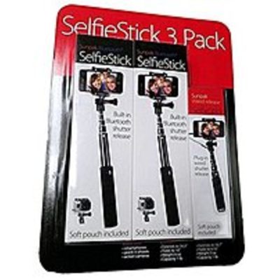 Sunpak 090729613032 - Sunpack 090729613032 3 Pack Selfie Stick - 2 Bluetooth1 Wire