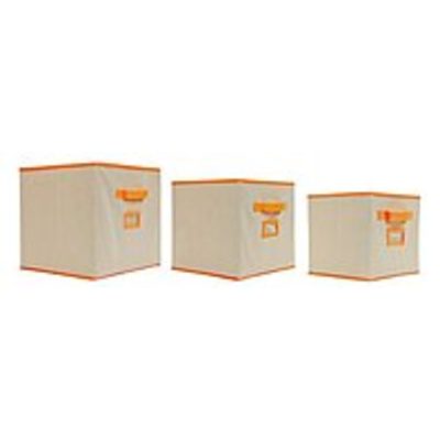 Orbit 722028140086 - Orbit 722028140086 Storage Bins - Oatmeal with Orange Trim -