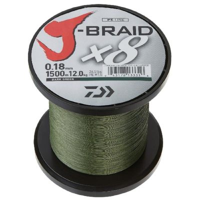 Daiwa JB4U8-3000DG - Daiwa J-Braid X4 3000 Yard Spool 8LB Test - Dark Green