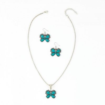 Home Locomotion 12011018 - Turquoise Butterfly Jewelry Set