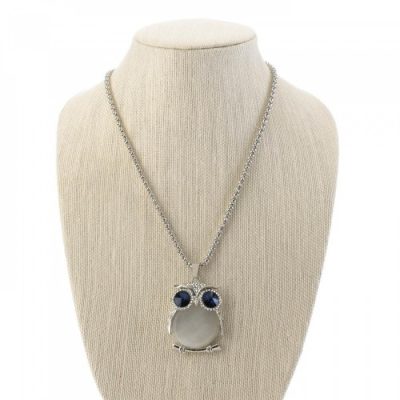 Home Locomotion 12011020 - White Crystal Owl Necklace