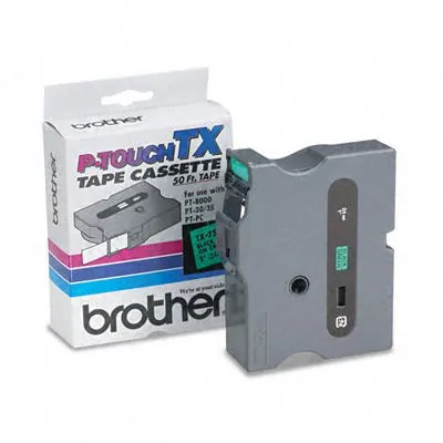 Brother TX7511 - LAMINATED TAPE - BLACK ON GREEN - ROLL (0.95 IN) - PT30 ,PT3