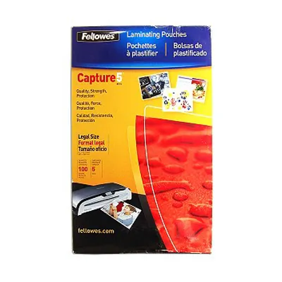FELLOWES 52045 - GLOSSY POUCHES - LEGAL, 5 MIL, 100 PACK - PRESERVES, PROTECT