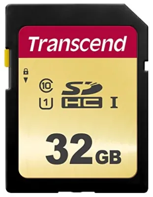 Transcend TS32GSDC500S - High-Speed 32GB UHS-I U1 SD Card for Cameras and Drones