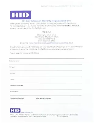 HID 086193 - DTC45004500E PRINTER & LAMINATOR ON-CALL EXP 2ND YR