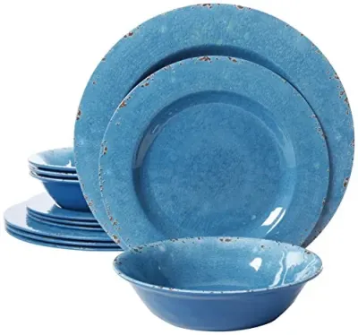 Gibson 94893.12 - SC Mauna Melamine Dinnerware Set - 12 Pieces Blue