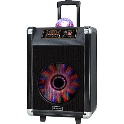 Supersonic IQ-3612DJBTBLK - 12-Inch Rechargeable Bluetooth DJ Speaker with Lights