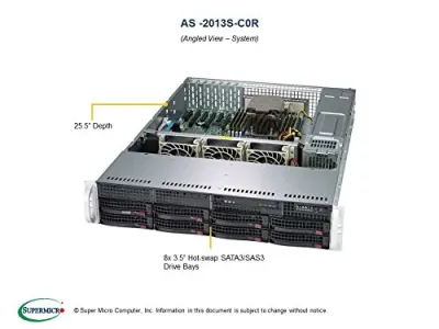 Supermicro AS-2013S-C0R - Supermiceo AS-2013S 2U Server with AMD EPYC 7000 & 1TB RAM