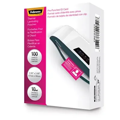 FELLOWES 52051 - GLOSSY POUCHES - ID TAG PUNCHED, 10 MIL