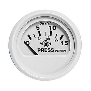 Faria Beede Instruments F13172 - Faria 2 Fuel Pressure Gauge (15 PSI) - Dress White