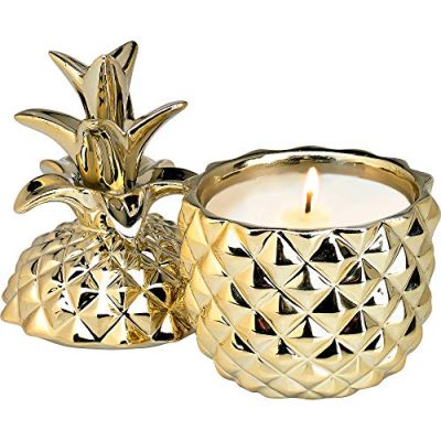 Home Locomotion 12010878 - Golden Ceramic Pineapple Candle