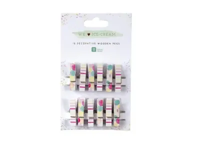 bulk buys AF417 - Colorful Ice Cream Themed Wooden Clothes Pins - 12 Pack