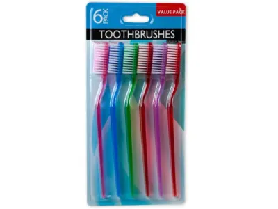 bulk buys BE244 - Family-Friendly Colorful Toothbrush Set of 6