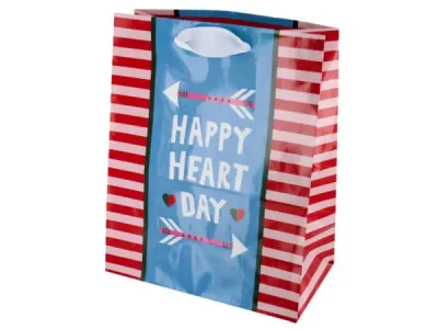 bulk buys BH435 - Happy Heart Day Striped Gift Bag