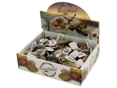 bulk buys BH565 - Inspirational Spanish Stones Keychains Display Set