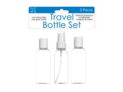bulk buys BI801 - Travel Twist Top and Spray Bottle Set - 3 Pieces