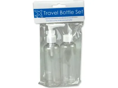 bulk buys BI802 - 2-Piece Travel Twist Top and Pump Bottle Set