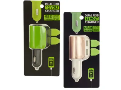 Bulk Buys EC061 - Dual USB 12 Volt Car Charger with Add-On Port