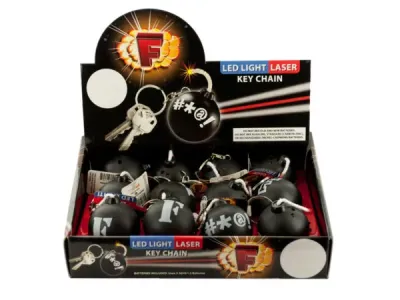 bulk buys EC065 - F Bomb Multi-Function LED Laser Keychain Display