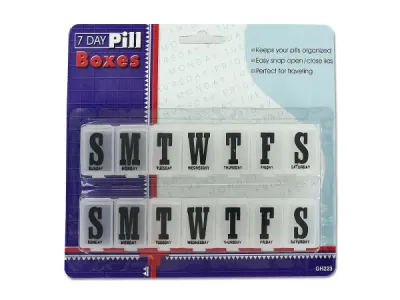 bulk buys GH223 - Travel-Friendly 7 Day Pill Organizers - Set of 2