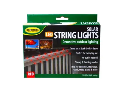 Bulk Buys GL991 - Red Solar String Lights for Outdoor Decor - 50 LEDs