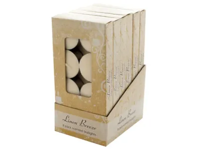 bulk buys GT024 - Linen Breeze Scented Tea Lights Display - 8 Pack