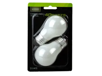 bulk buys HD080 - 40 Watt Ceiling Fan Bulbs - 2 Pack - White Light