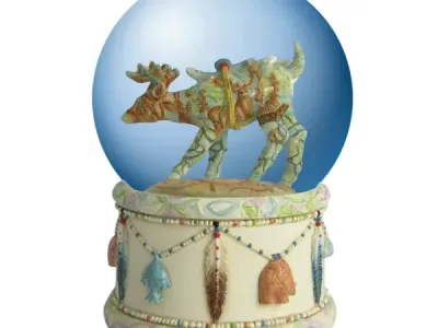 bulk buys HG781 - Native American Deer Musical Water Globe with Glitter