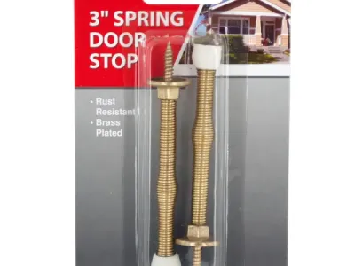 bulk buys HH161 - Rust-Resistant Brass-Plated Spring Door Stop Set - 2 Pieces