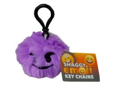 bulk buys HH569 - Colorful Shaggy Emoticon Keychains Display - 36 pcs