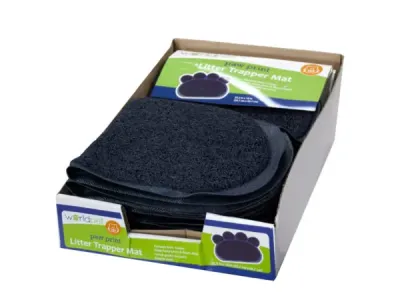 bulk buys HH524 - Navy Paw Print Litter Trapper Mat - 8 Piece Display