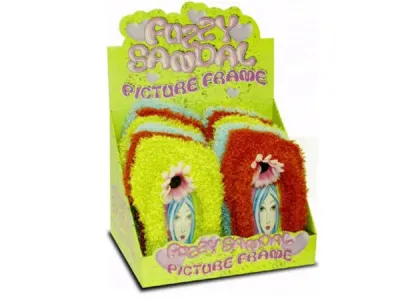 bulk buys HI166 - Colorful Fuzzy Sandal Photo Frame Display - 12 Pack