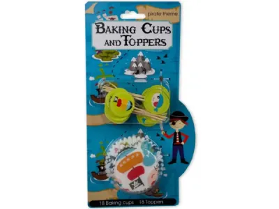 bulk buys HW766 - Pirate-Themed Kids Cupcake Baking Cups & Toppers Set