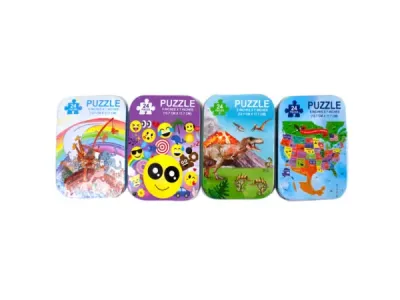 bulk buys KA557 - Assorted 24pc Jigsaw Puzzles in Tin Can - 5 x 7