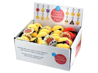 bulk buys KC240 - Plush Emoticon Keychain Charms - 12 Styles Display