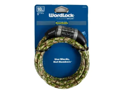 bulk buys KL630 - WordLock Camo Green 10mm x 5 Ft Flexible Bike Lock