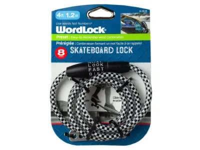 bulk buys KL631 - WordLock 8mm x 4 Ft Flexible Skateboard Lock - Word Combo