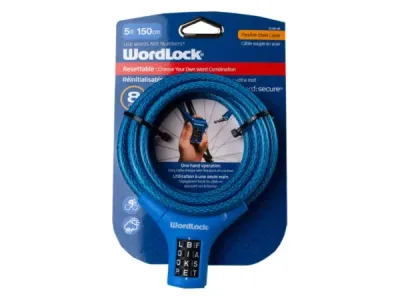 bulk buys KL635 - WordLock 8mm 5 Ft Bike Lock in Assorted Colors