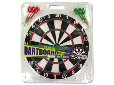 Bulk Buys OA060 - Dartboard with Metal Tip Darts