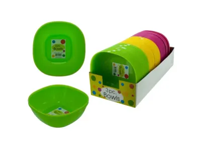bulk buys OC221 - Colorful 3-Piece Plastic Bowl Set for Any Occasion