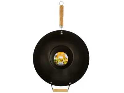 Bulk Buys OF018 - 13-Inch Iron Wok with Non-Stick Coating